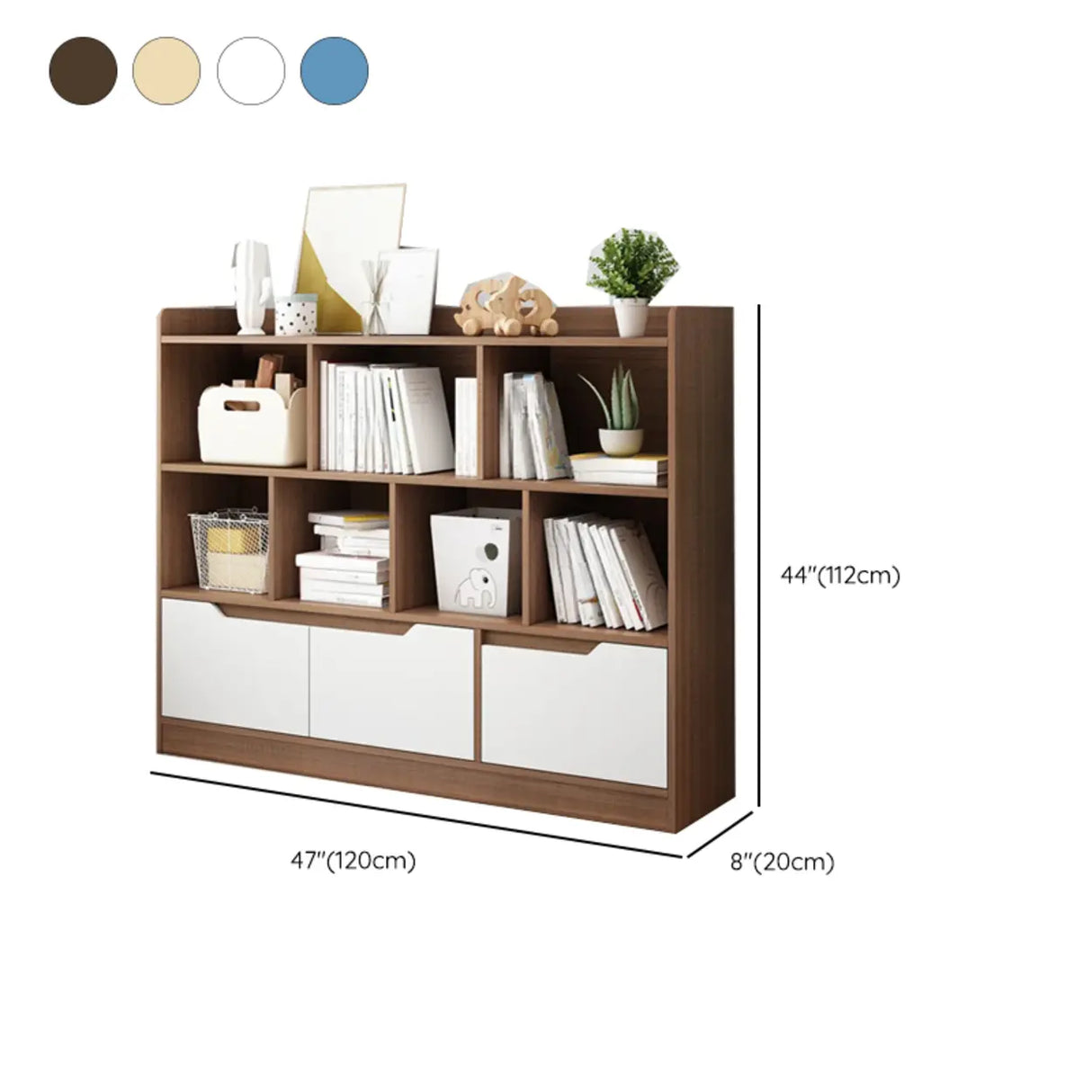 Simple Solid Wood Modern Rectangular Wide Bookcase Image - 28