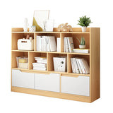 Simple Solid Wood Modern Rectangular Wide Bookcase Image - 5