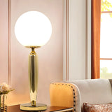 Simple Spherical Glass Nightstand Gold Base Table Lamp Image - 1