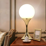 Simple Spherical Glass Nightstand Gold Base Table Lamp Image - 12