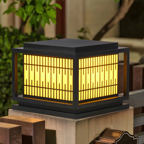 Simple Square Aluminum Black Outdoor Post Lamp Image - 1