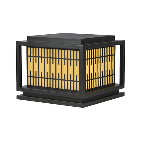 Simple Square Aluminum Black Outdoor Post Lamp Image - 2