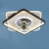 Simple Square Clear Blade Geometric Ceiling Fan Light Image - 2