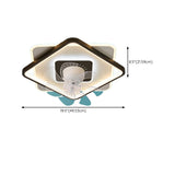 Simple Square Clear Blade Geometric Ceiling Fan Light Image - 23