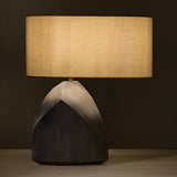 Simple Square Fabric Shade Black Base Modern Table Lamp Image - 2