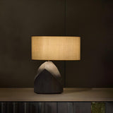 Simple Square Fabric Shade Black Base Modern Table Lamp Image - 4