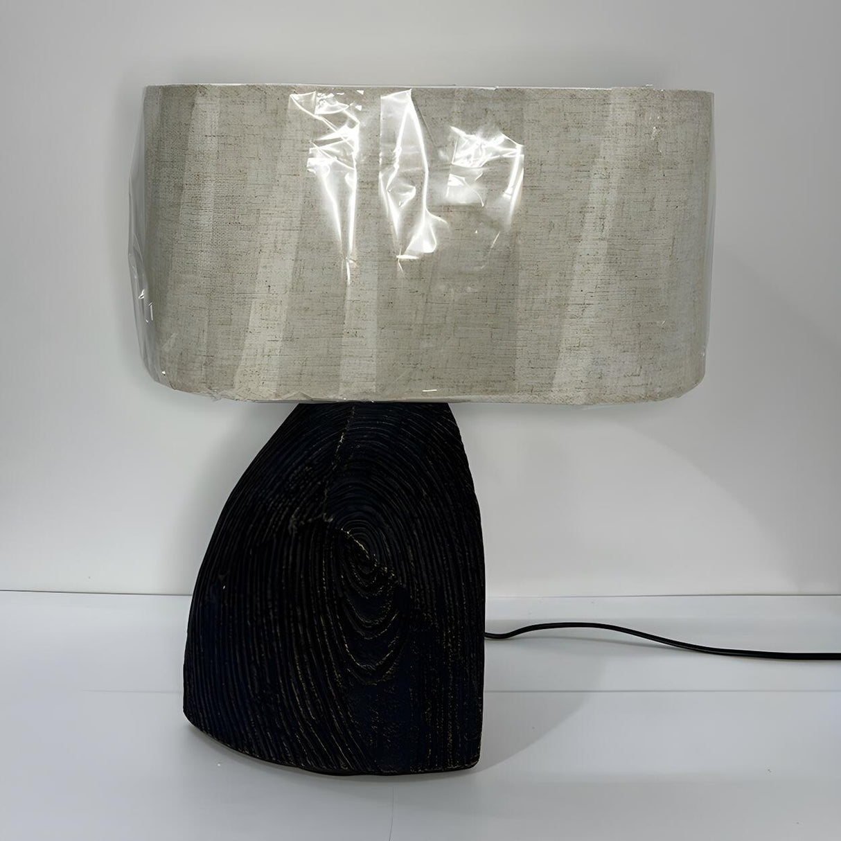 Simple Square Fabric Shade Black Base Modern Table Lamp Image - 8