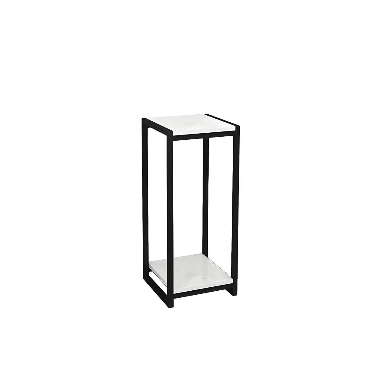 Simple Square Faux Marble Nesting Plant Stand White Image - 16