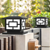 Simple Square Garden Outdoor Iron Pillar Lamp Black Image - 1