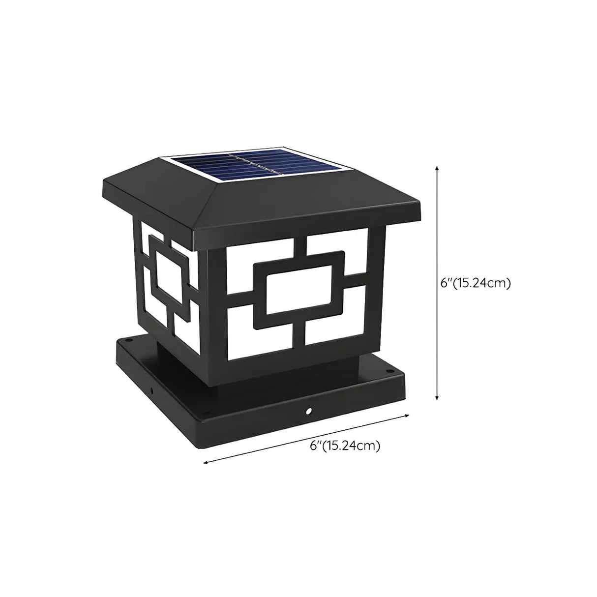 Simple Square Garden Outdoor Iron Pillar Lamp Black 