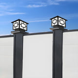 Simple Square Garden Outdoor Iron Pillar Lamp Black Image - 4