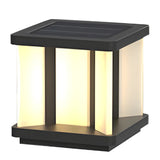 Simple Square Geometric Metal Outdoor Post Lamp White Image - 5