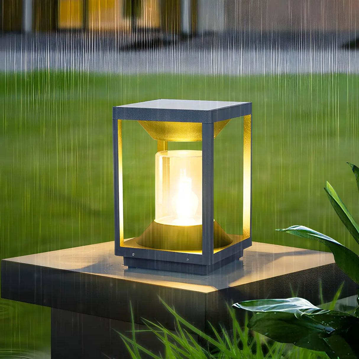 Simple Square Geometric Outdoor Pathway Table Lamp Image - 12