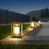 Simple Square Geometric Outdoor Pathway Table Lamp Image - 2