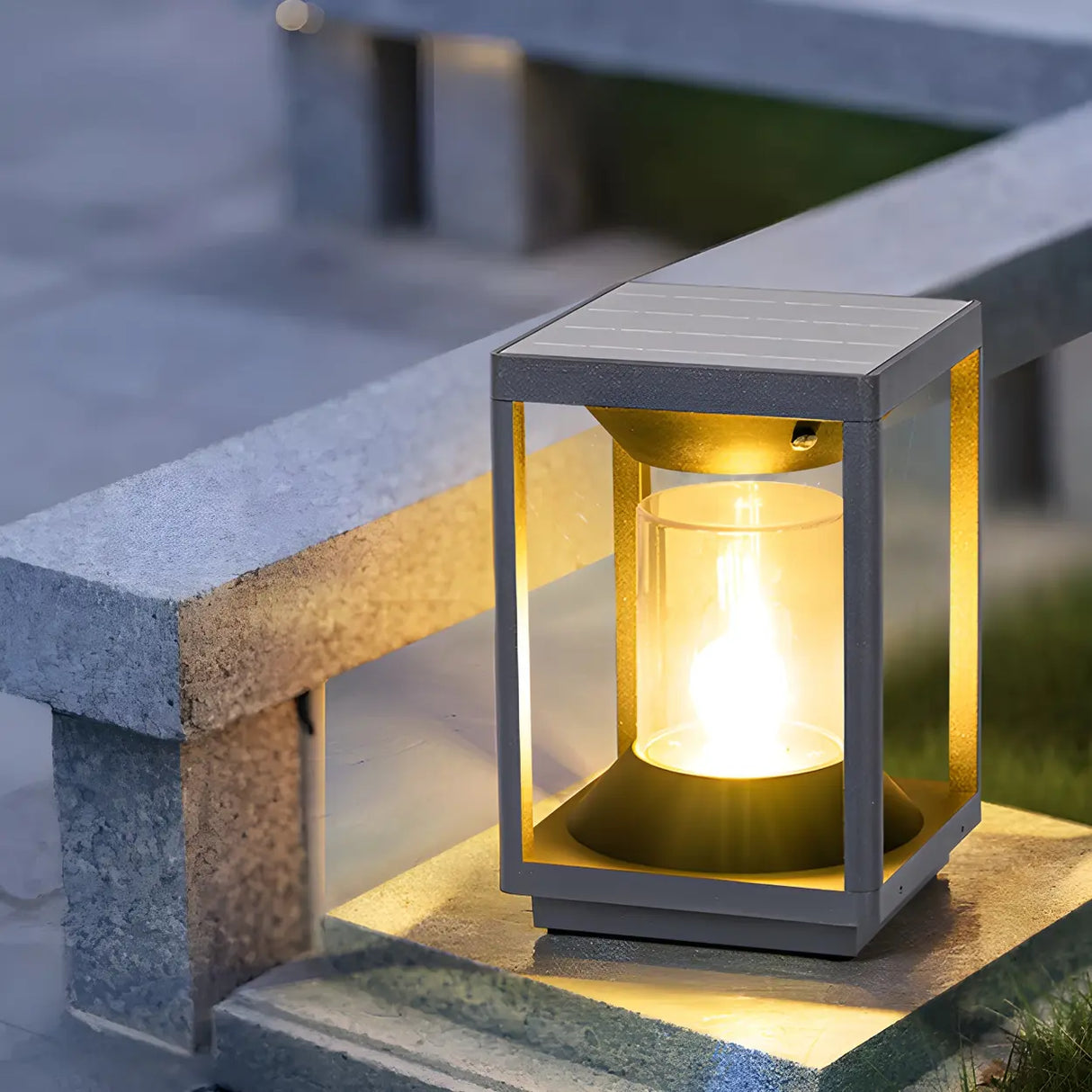 Simple Square Geometric Outdoor Pathway Table Lamp Image - 3