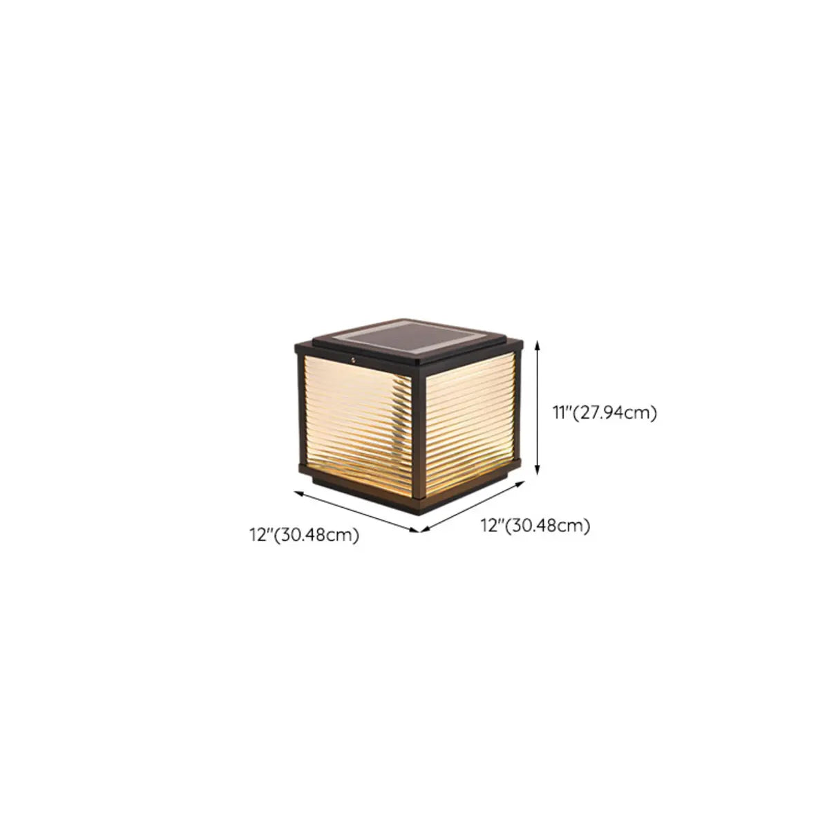 Simple Square Glass Black Metal Solar Outdoor Lamp Image - 20