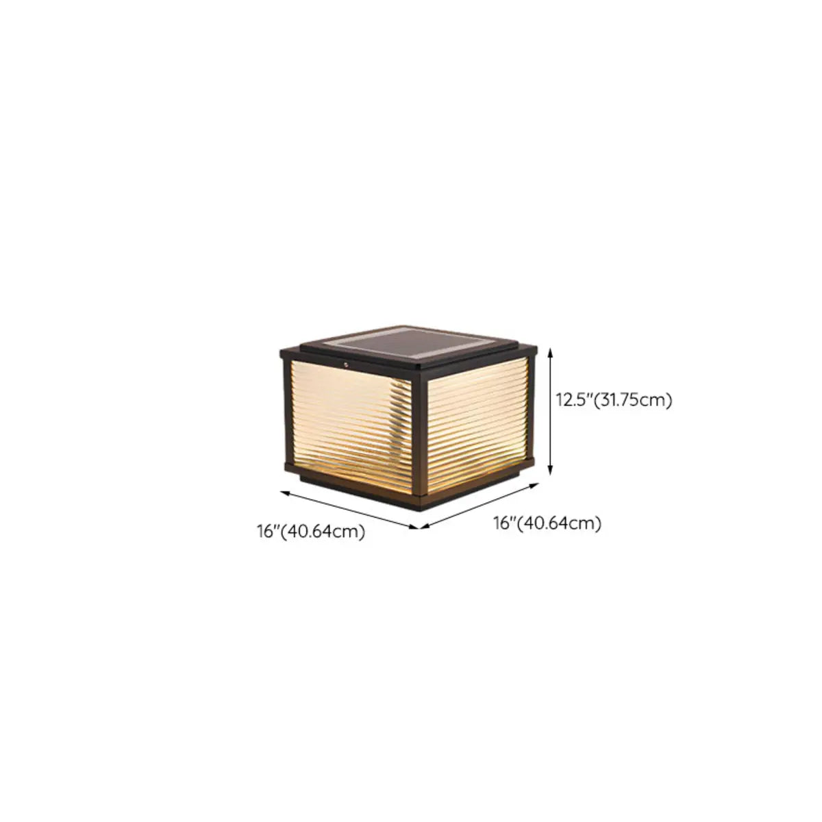 Simple Square Glass Black Metal Solar Outdoor Lamp Image - 21