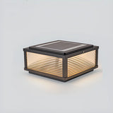 Simple Square Glass Black Metal Solar Outdoor Lamp Image - 5