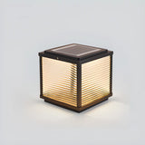 Simple Square Glass Black Metal Solar Outdoor Lamp Image - 7