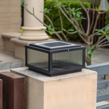 Simple Square Glass Black Metal Solar Outdoor Lamp Image - 8