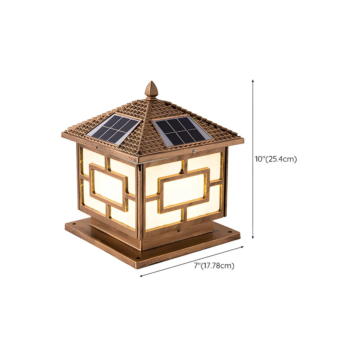 Simple Square Metal Bronze Finish Outdoor Table Lamp 