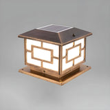 Simple Square Metal Bronze Finish Outdoor Table Lamp Image - 2