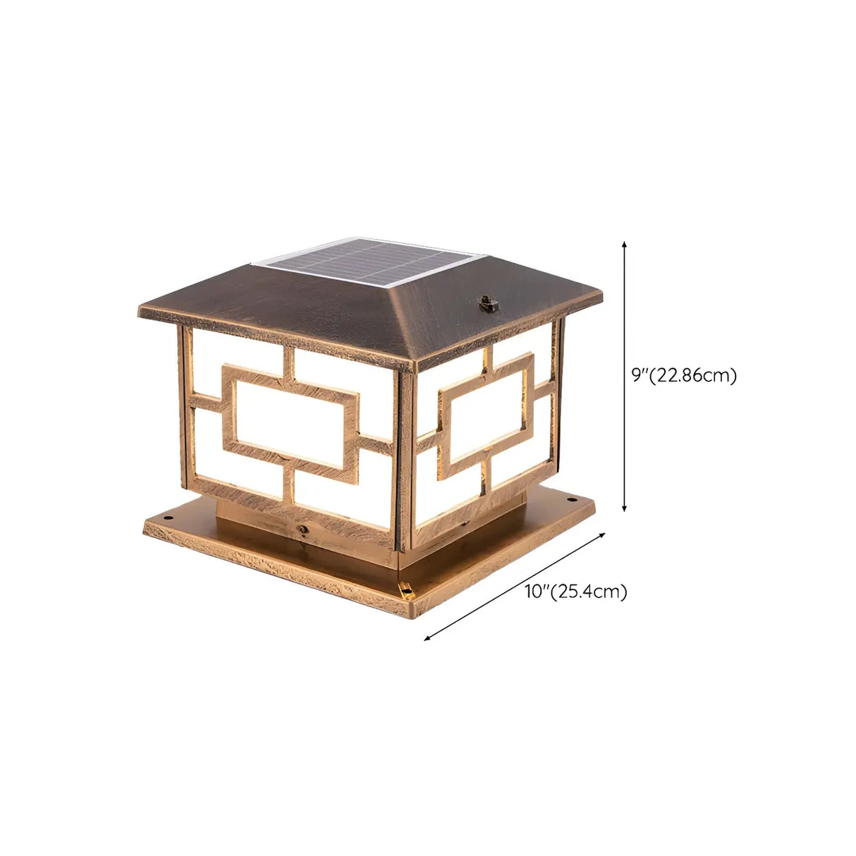 Simple Square Metal Bronze Finish Outdoor Table Lamp Image - 21