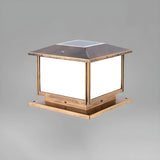 Simple Square Metal Bronze Finish Outdoor Table Lamp Image - 7