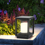 Simple Square Metal Frame Outdoor Table Lamp Black Image - 1