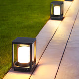 Simple Square Metal Frame Outdoor Table Lamp Black Image - 11