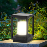 Simple Square Metal Frame Outdoor Table Lamp Black Image - 3