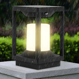 Simple Square Metal Frame Outdoor Table Lamp Black Image - 4