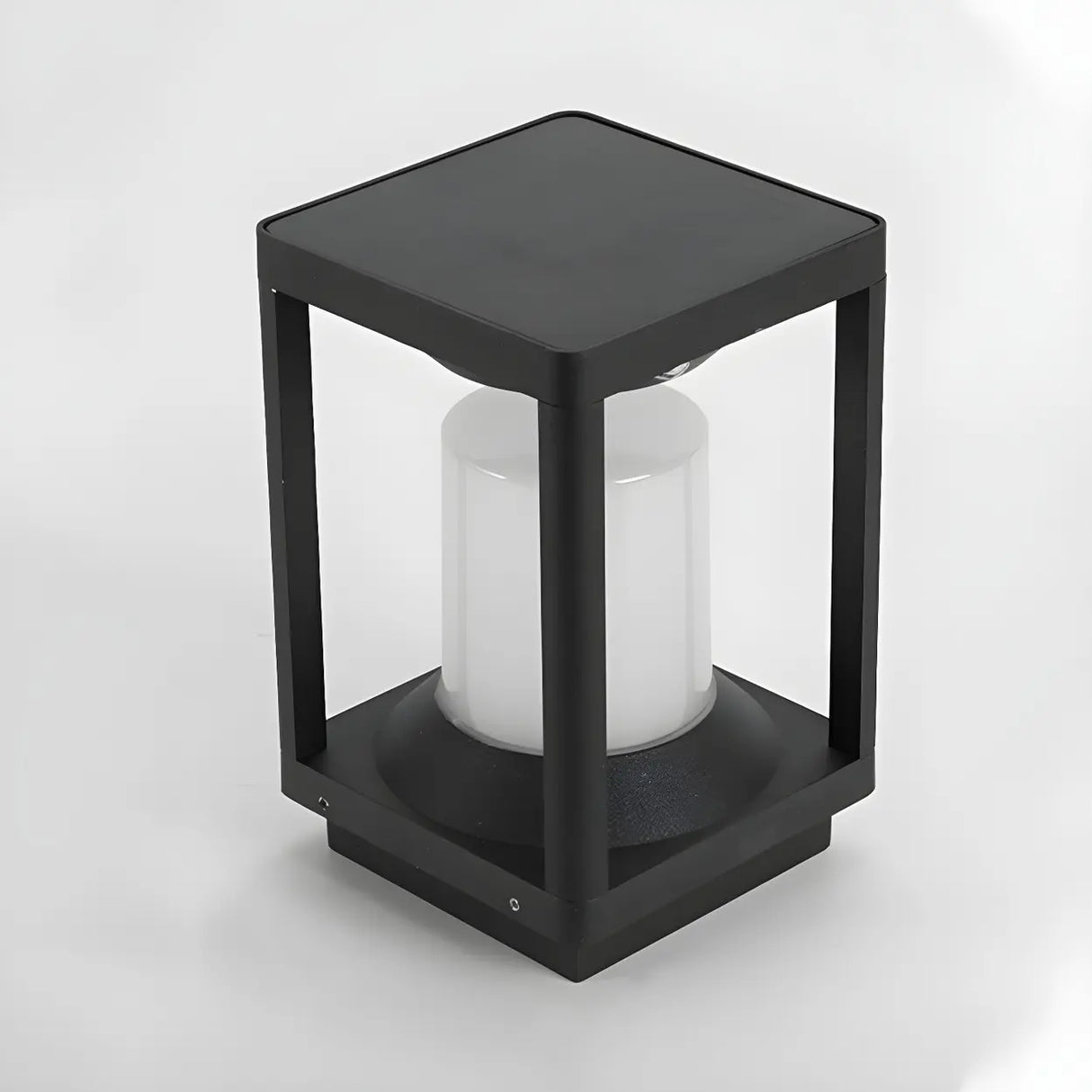 Simple Square Metal Frame Outdoor Table Lamp Black Image - 7