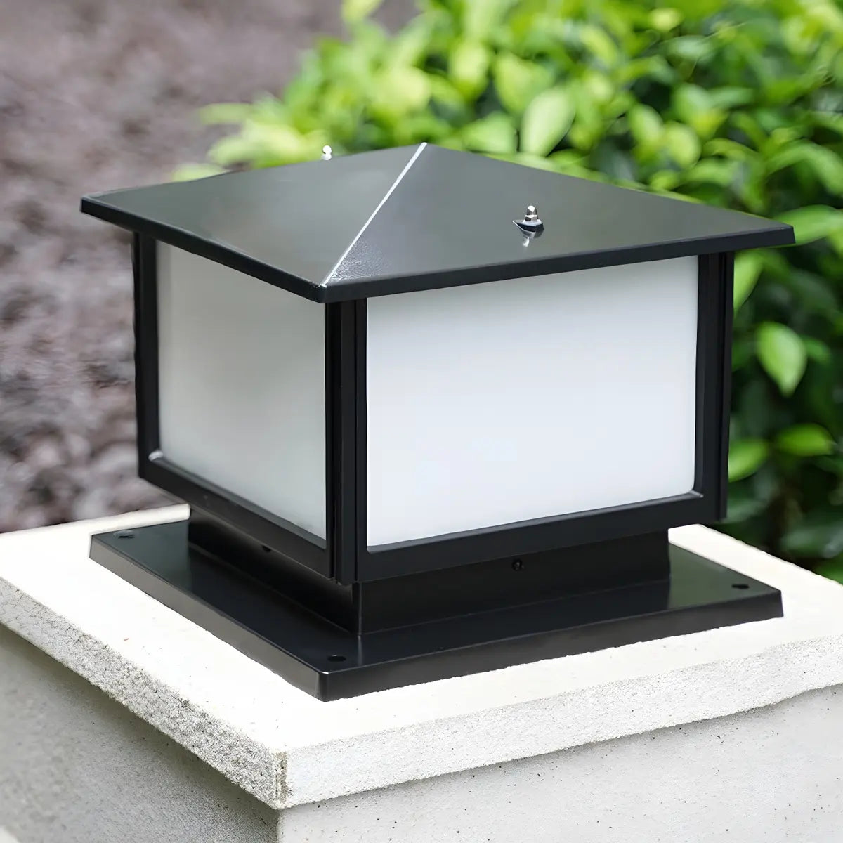 Simple Square Metal Outdoor Garden Pillar Light Black Image - 15