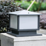 Simple Square Metal Outdoor Garden Pillar Light Black Image - 16