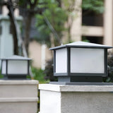 Simple Square Metal Outdoor Garden Pillar Light Black Image - 17