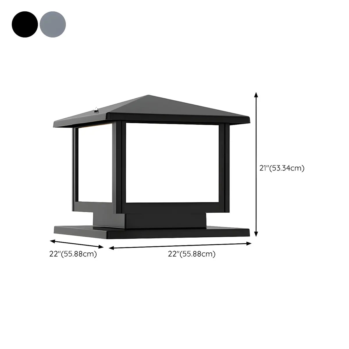 Simple Square Metal Outdoor Garden Pillar Light Black 