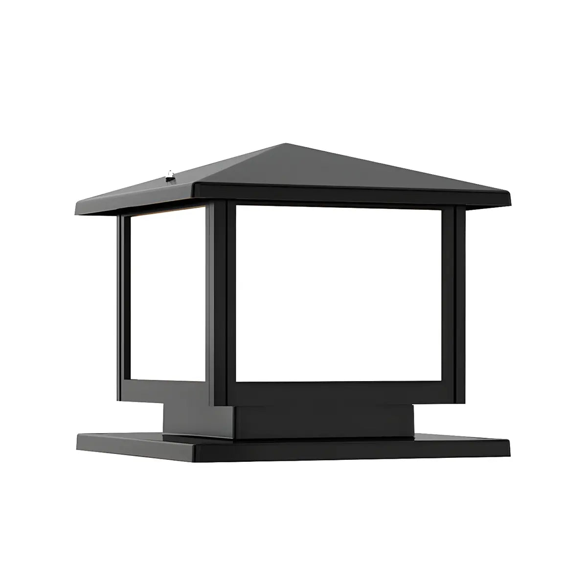 Simple Square Metal Outdoor Garden Pillar Light Black Image - 2