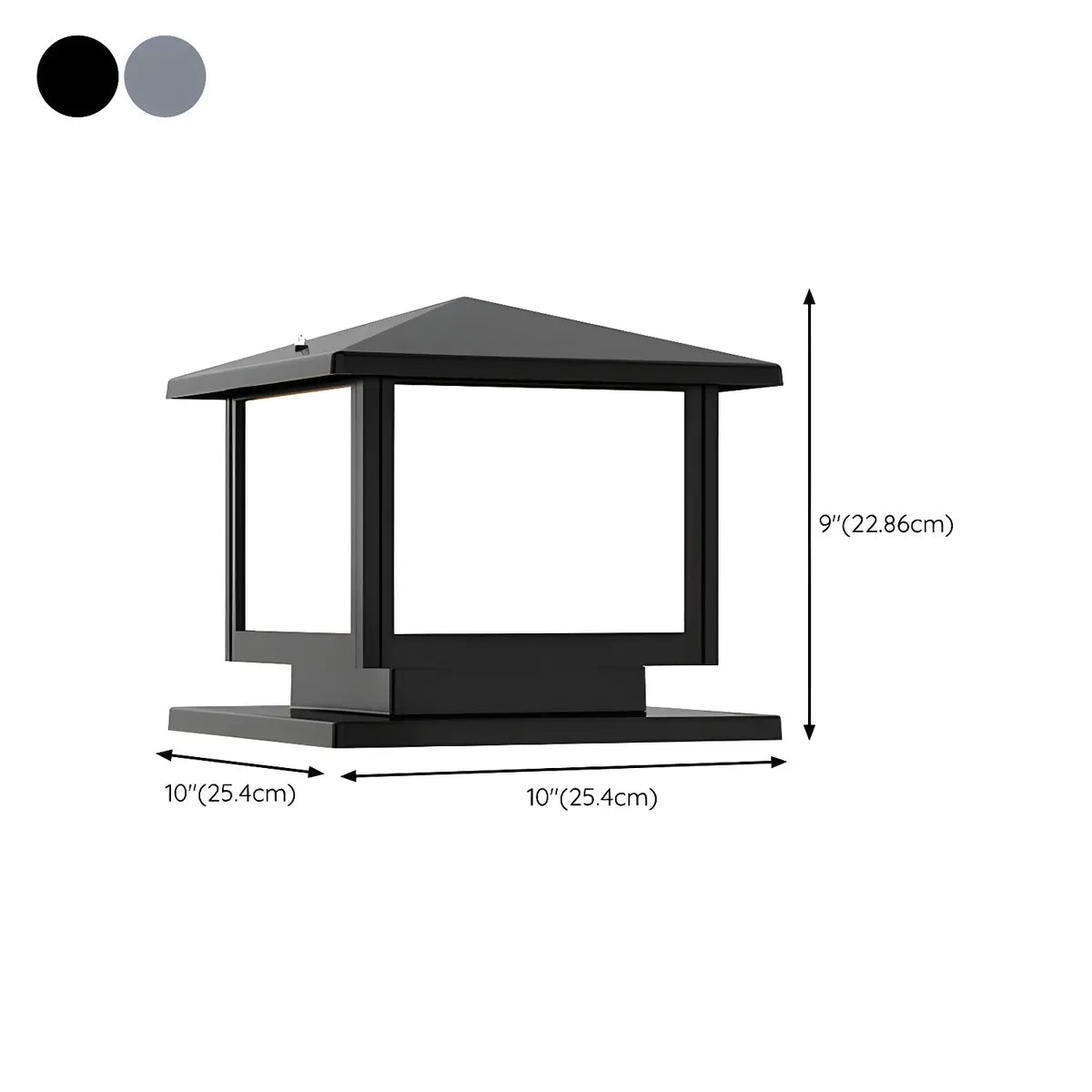 Simple Square Metal Outdoor Garden Pillar Light Black Image - 22