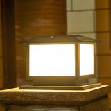 Simple Square Metal Outdoor Pillar Table Lamp Black Image - 12