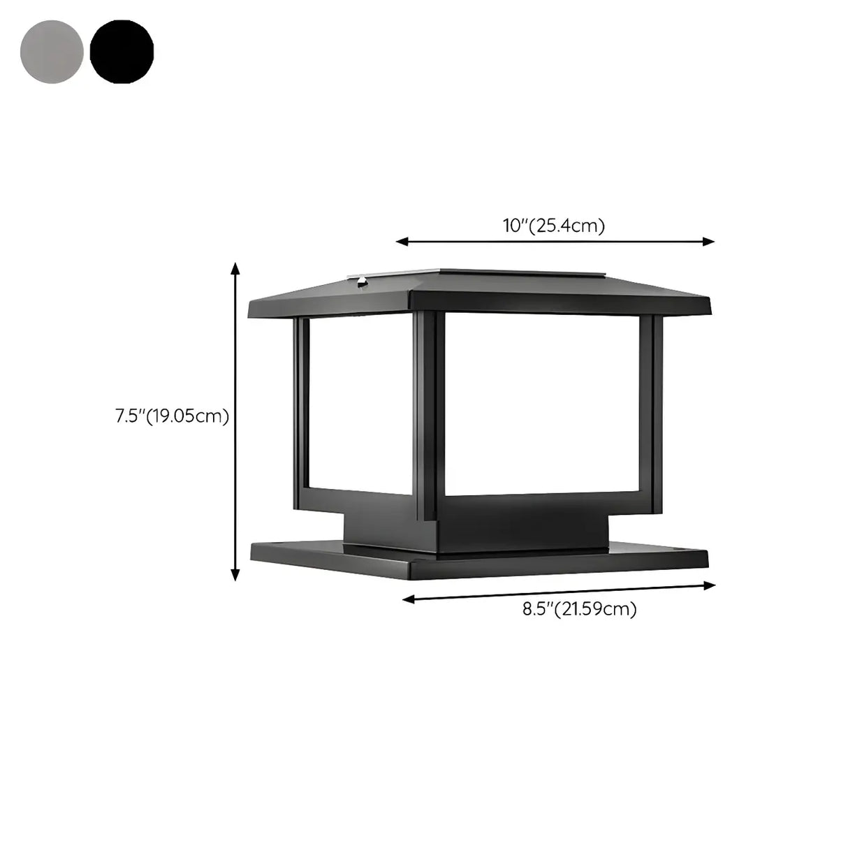 Simple Square Metal Outdoor Pillar Table Lamp Black 