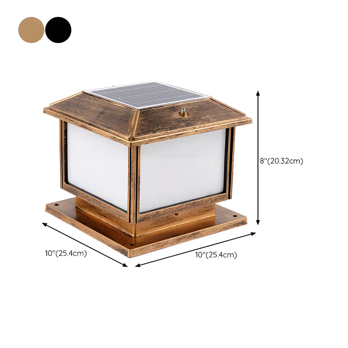 Simple Square Metal Outdoor Post Lantern Lamp Black 