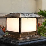 Simple Square Metal Outdoor Post Lantern Lamp Black Image - 4