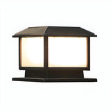 Simple Square Metal Outdoor Post Lantern Lamp Black Image - 7