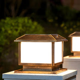 Simple Square Metal Outdoor Solar Post Light Bronze Image - 12