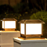 Simple Square Metal Outdoor Solar Post Light Bronze Image - 13