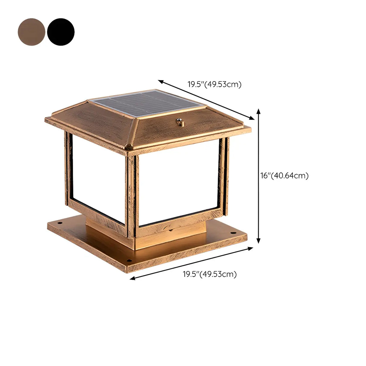 Simple Square Metal Outdoor Solar Post Light Bronze 