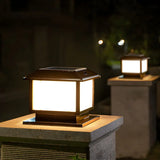 Simple Square Metal Outdoor Solar Post Light Bronze Image - 3