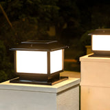 Simple Square Metal Outdoor Solar Post Light Bronze Image - 4