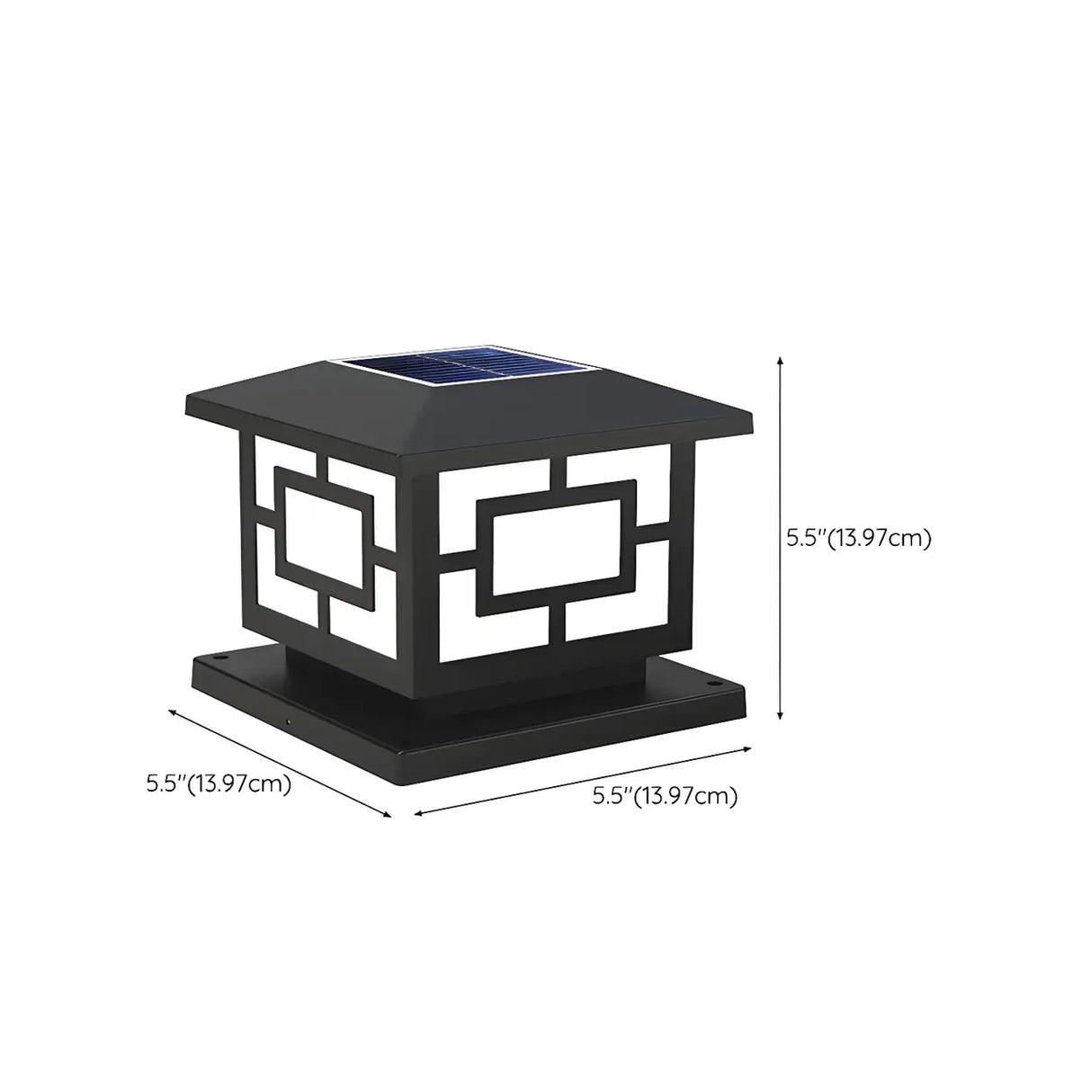 Simple Square Metal Solar Lantern Outdoor Lamp Black 